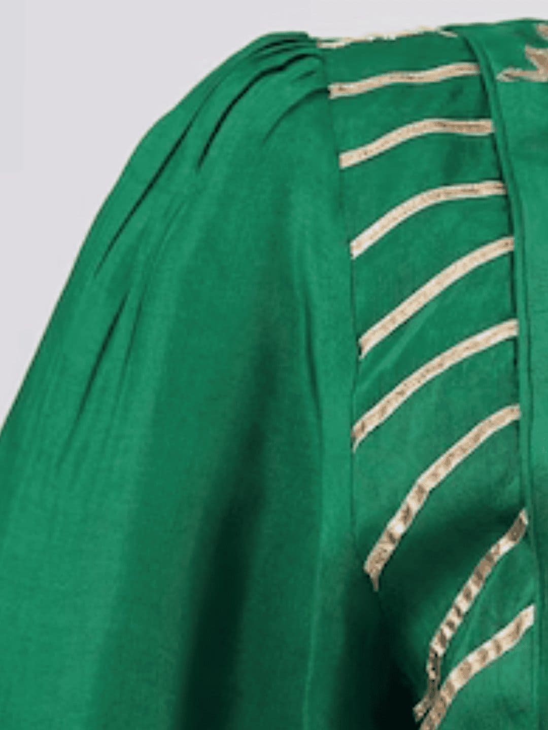 Gota Chanderi Silk Blouse - Green - Charkha TalesGota Chanderi Silk Blouse - Green