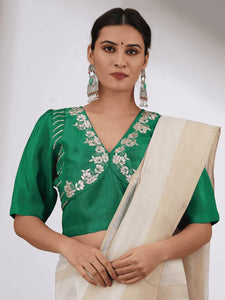 Gota Chanderi Silk Blouse - Green