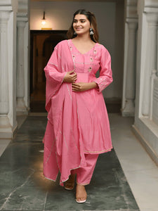 Gotta Compliments A-line Kurta Set - Pink