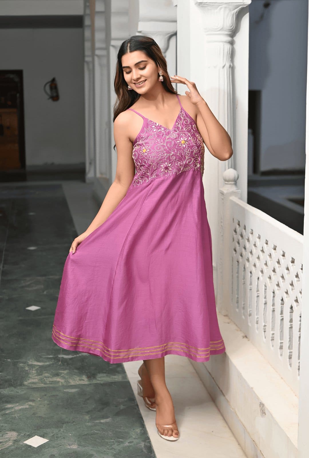 Gotta Compliments Dress - Purple - Charkha TalesGotta Compliments Dress - Purple