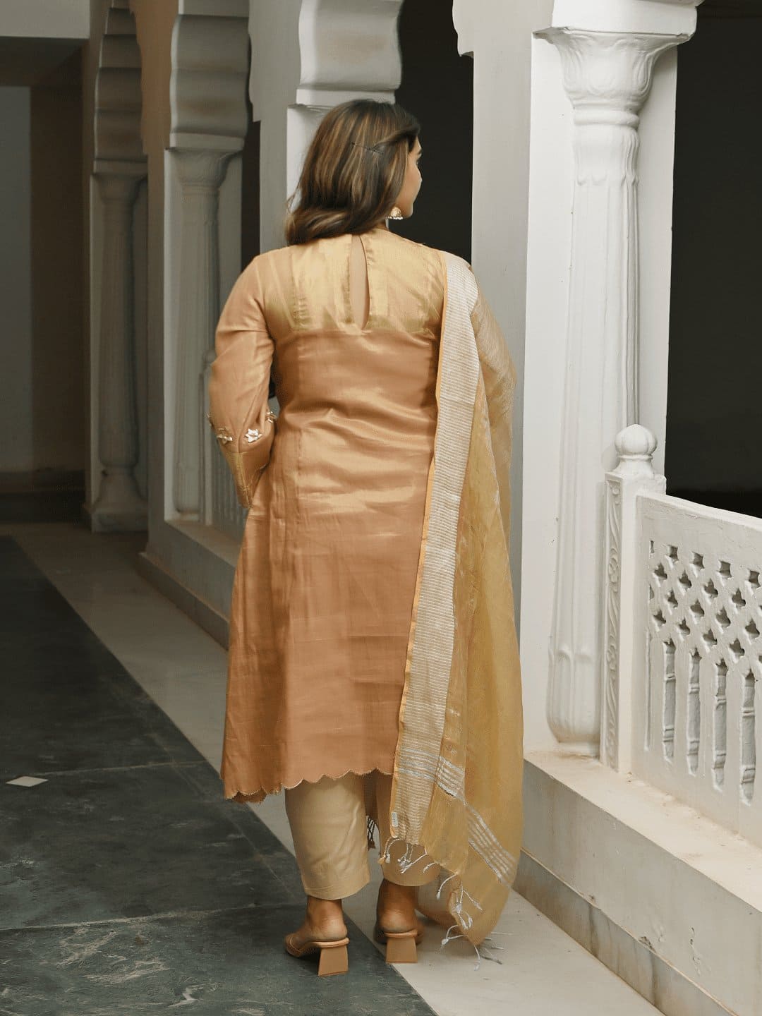 Gotta Compliments Kurta Set - Peach - Charkha TalesGotta Compliments Kurta Set - Peach