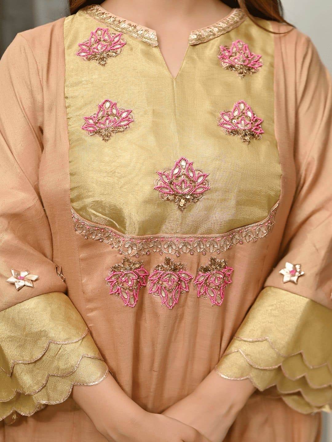 Gotta Compliments Kurta Set - Peach - Charkha TalesGotta Compliments Kurta Set - Peach