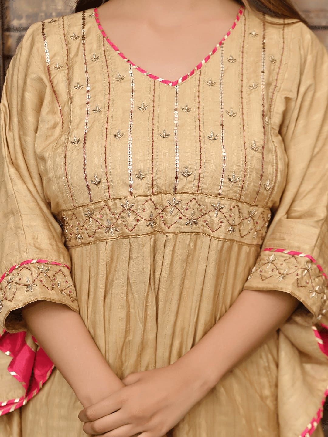 Gotta Kaftaan Dress - Gold - Charkha TalesGotta Kaftaan Dress - Gold