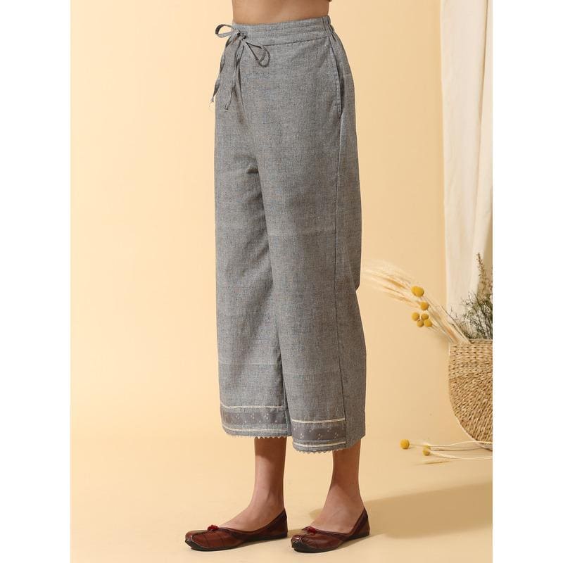 Gotta Kurta - Sharara Set - Grey - Charkha TalesGotta Kurta - Sharara Set - Grey