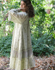 Green Block Print Mulmul Dress - Charkha TalesGreen Block Print Mulmul Dress