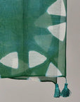 Green Clamp Dye Chanderi Silk Stole - Charkha TalesGreen Clamp Dye Chanderi Silk Stole