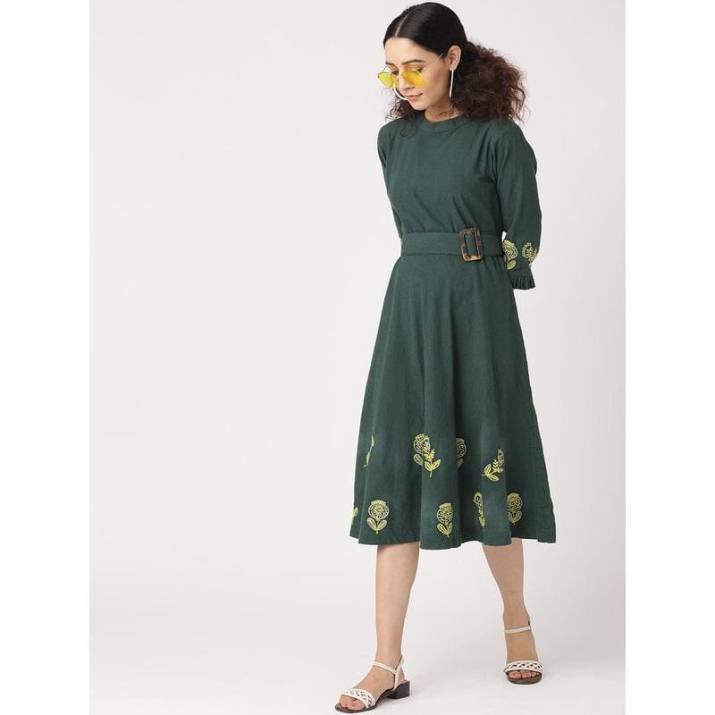 Green Embroidered Women Dress - Charkha TalesGreen Embroidered Women Dress