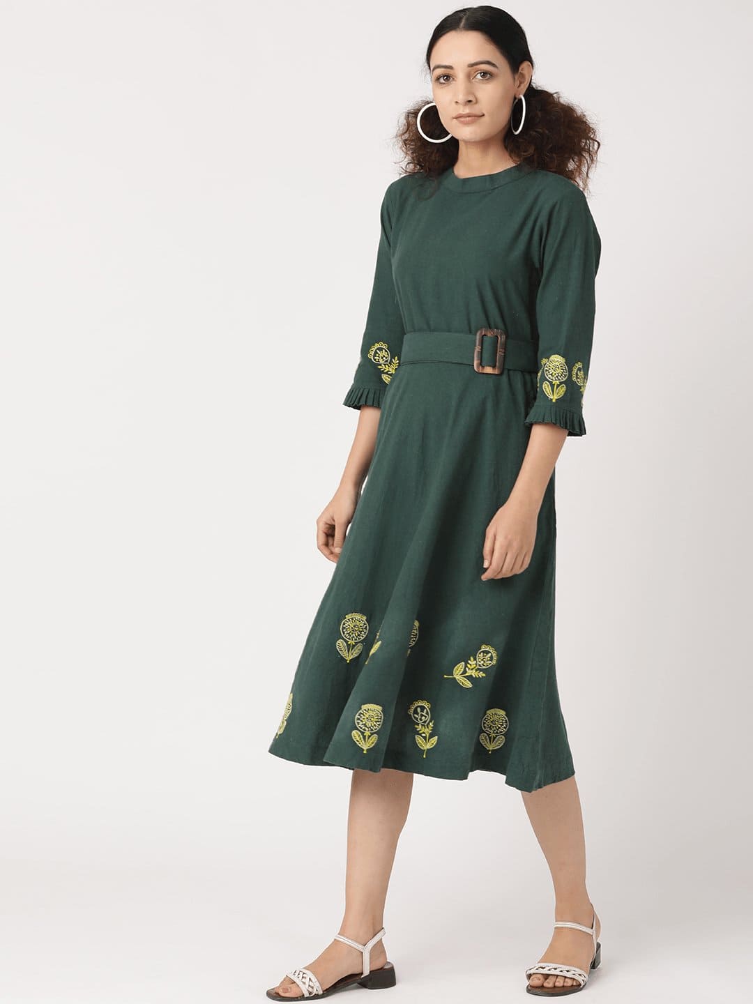 Green Embroidered Women Dress - Charkha TalesGreen Embroidered Women Dress