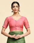 Green & Pink Tussar Silk Sarees - Charkha TalesGreen & Pink Tussar Silk Sarees