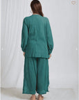 Green Shibori Crush Cotton Co-Ord Set - Charkha TalesGreen Shibori Crush Cotton Co-Ord Set