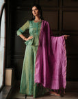 Green Tissue Chanderi Silk Co-ord Set - Charkha TalesGreen Tissue Chanderi Silk Co-ord Set