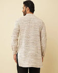 Grey Textured Khadi Cotton Kurta - Charkha TalesGrey Textured Khadi Cotton Kurta