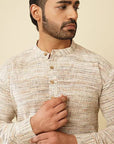 Grey Textured Khadi Cotton Kurta - Charkha TalesGrey Textured Khadi Cotton Kurta