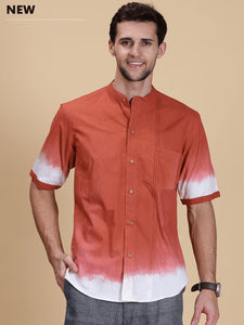 Hand Crafted Dyed Men Shirt - Rust