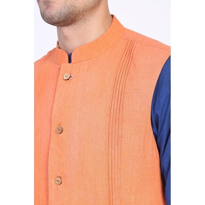 Hand Dyed Bandhani Sadri - Orange - Charkha TalesHand Dyed Bandhani Sadri - Orange