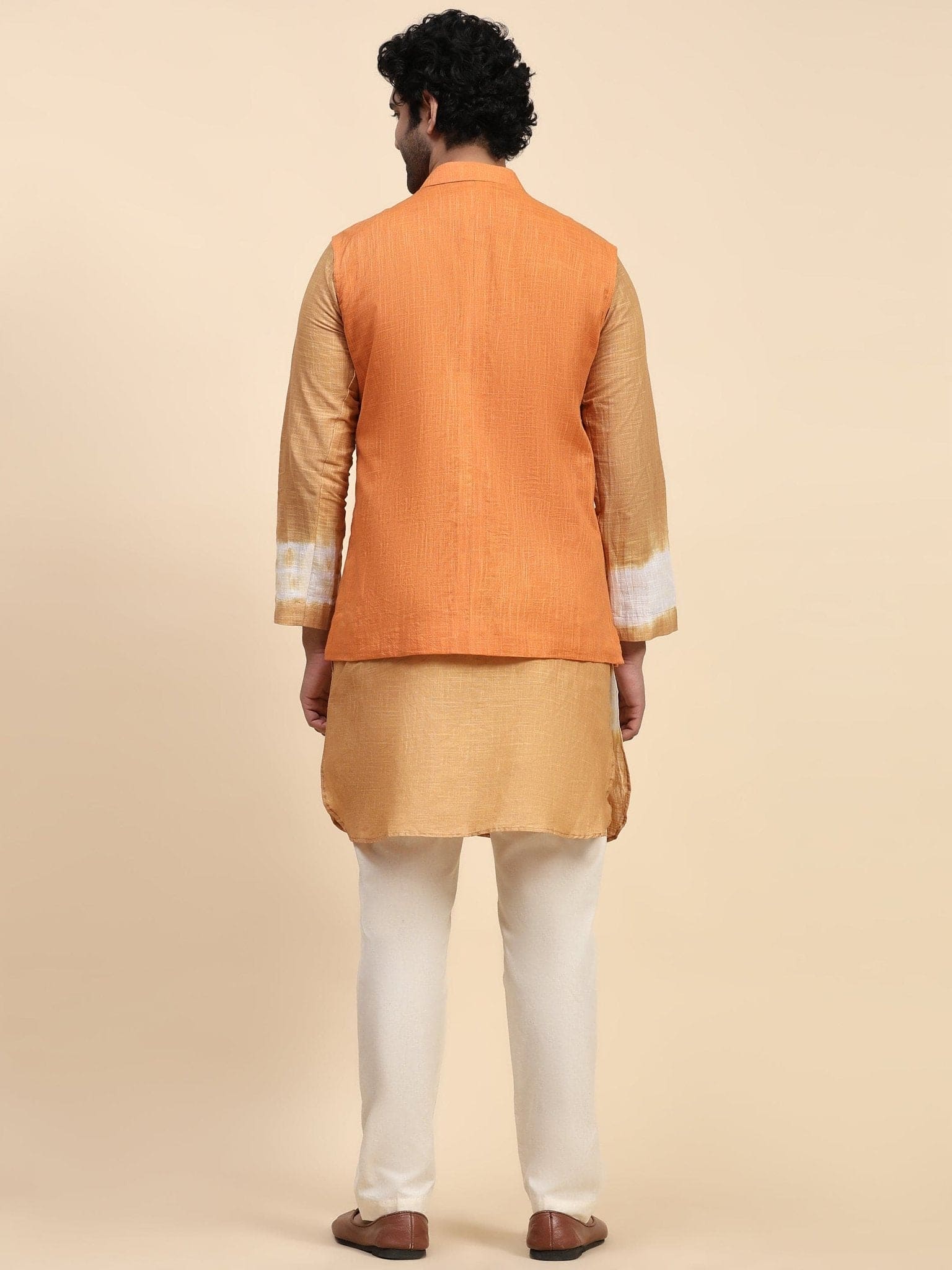 Hand Dyed Cotton Kurta Set - Beige - Charkha TalesHand Dyed Cotton Kurta Set - Beige