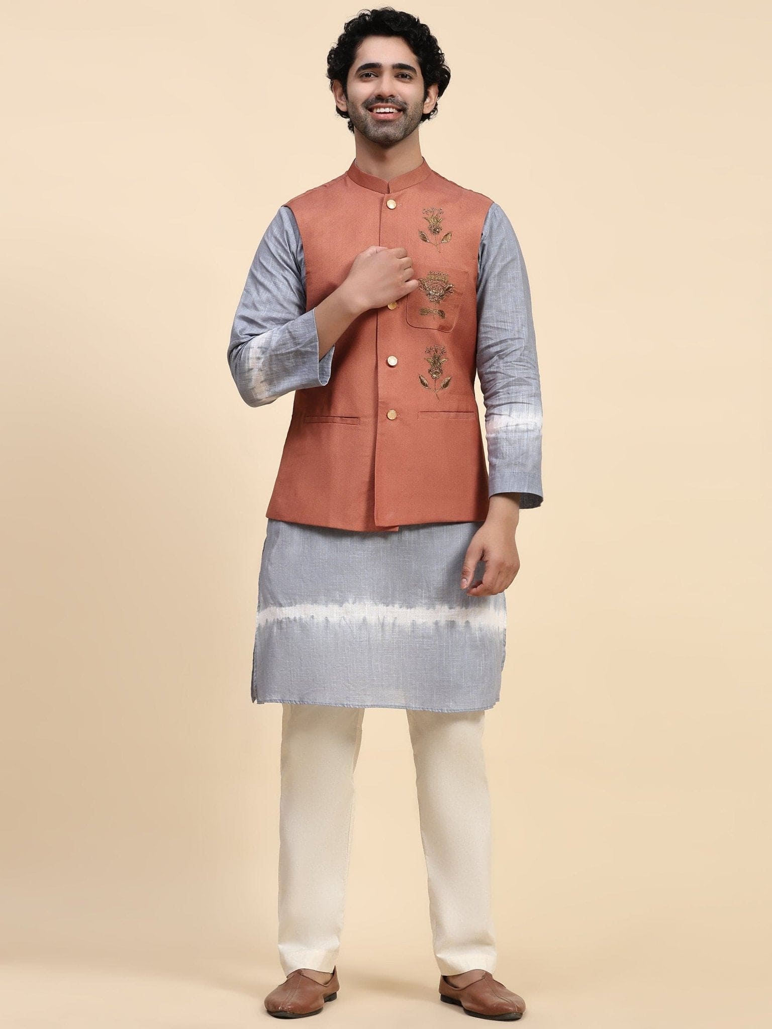 Hand Dyed Cotton Kurta Set - Blue - Charkha TalesHand Dyed Cotton Kurta Set - Blue