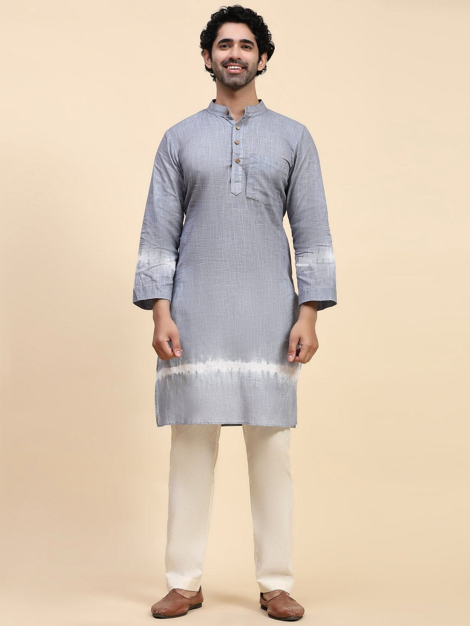 Hand Dyed Cotton Kurta Set - Blue - Charkha TalesHand Dyed Cotton Kurta Set - Blue
