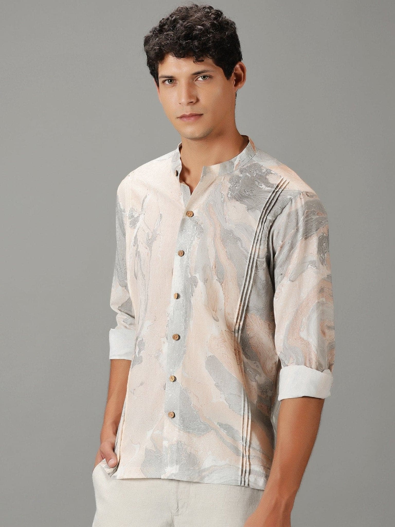 Hand Dyed Cotton Shirt - Grey - Charkha TalesHand Dyed Cotton Shirt - Grey