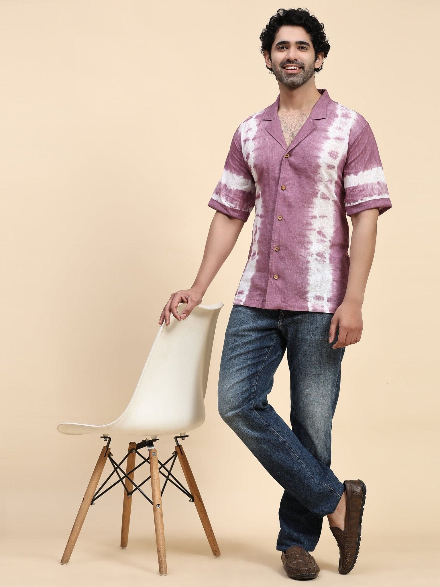 Hand Dyed Cotton Shirt - Lavender - Charkha TalesHand Dyed Cotton Shirt - Lavender