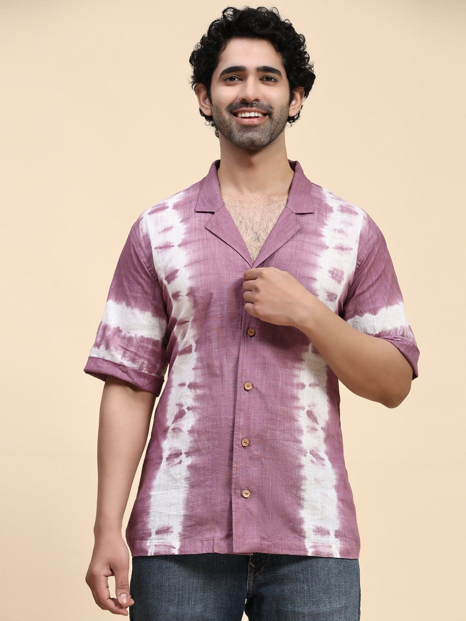 Hand Dyed Cotton Shirt - Lavender - Charkha TalesHand Dyed Cotton Shirt - Lavender