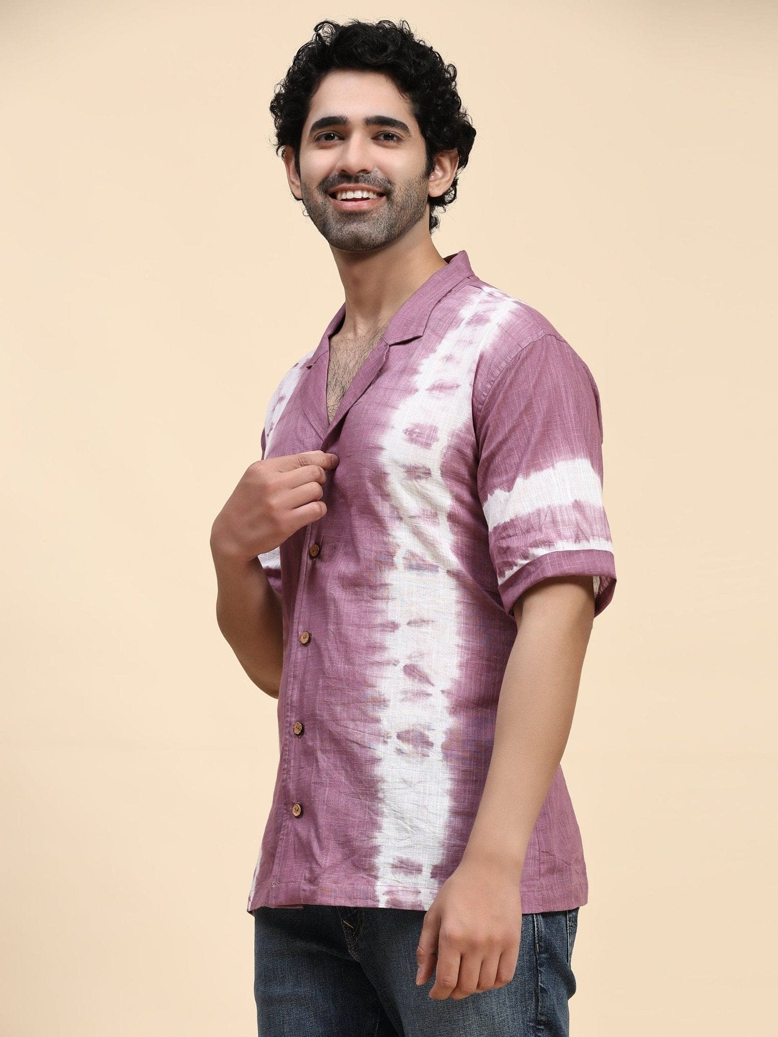 Hand Dyed Cotton Shirt - Lavender - Charkha TalesHand Dyed Cotton Shirt - Lavender