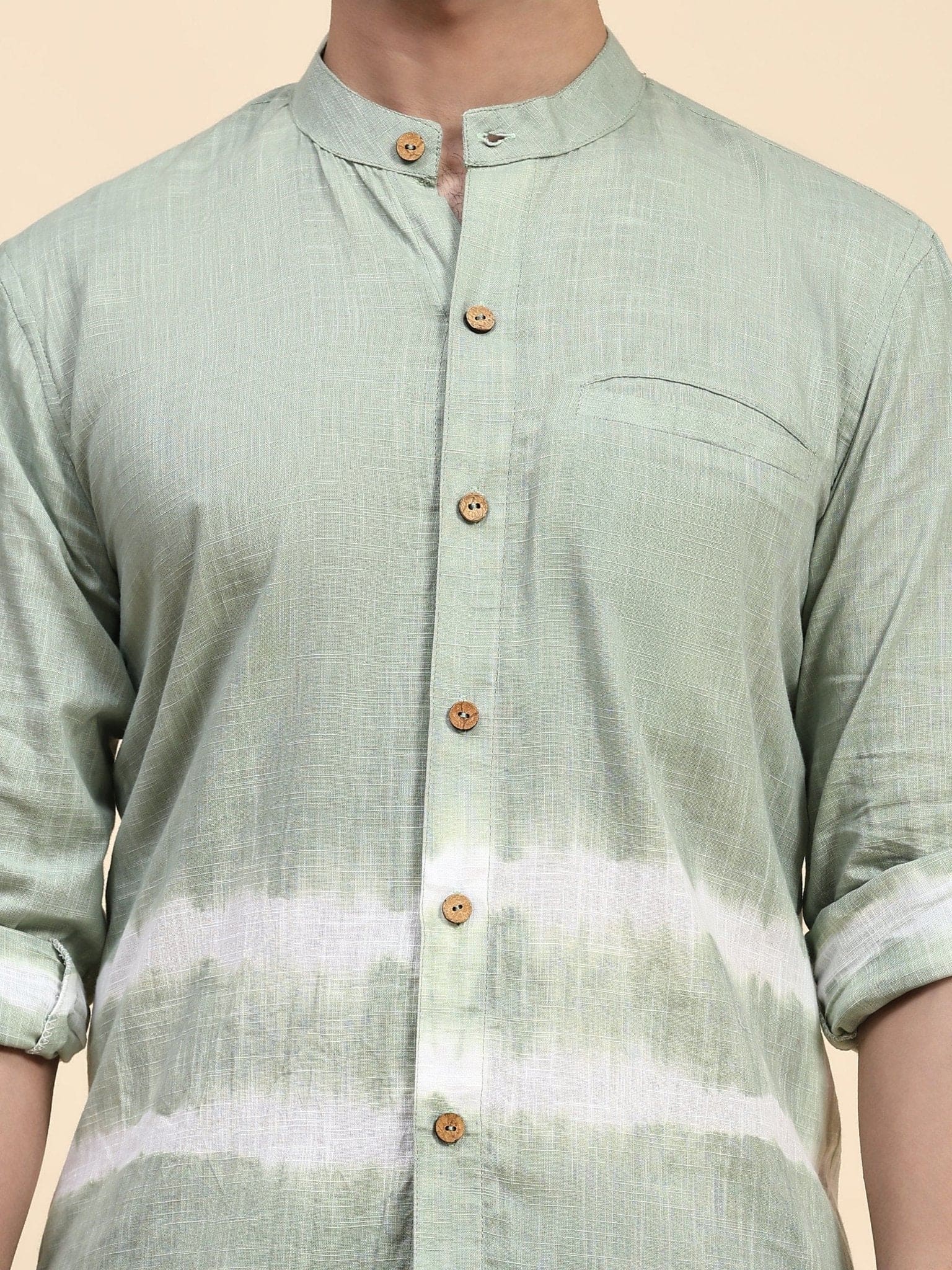 Hand Dyed Cotton Shirt - Turquoise - Charkha TalesHand Dyed Cotton Shirt - Turquoise