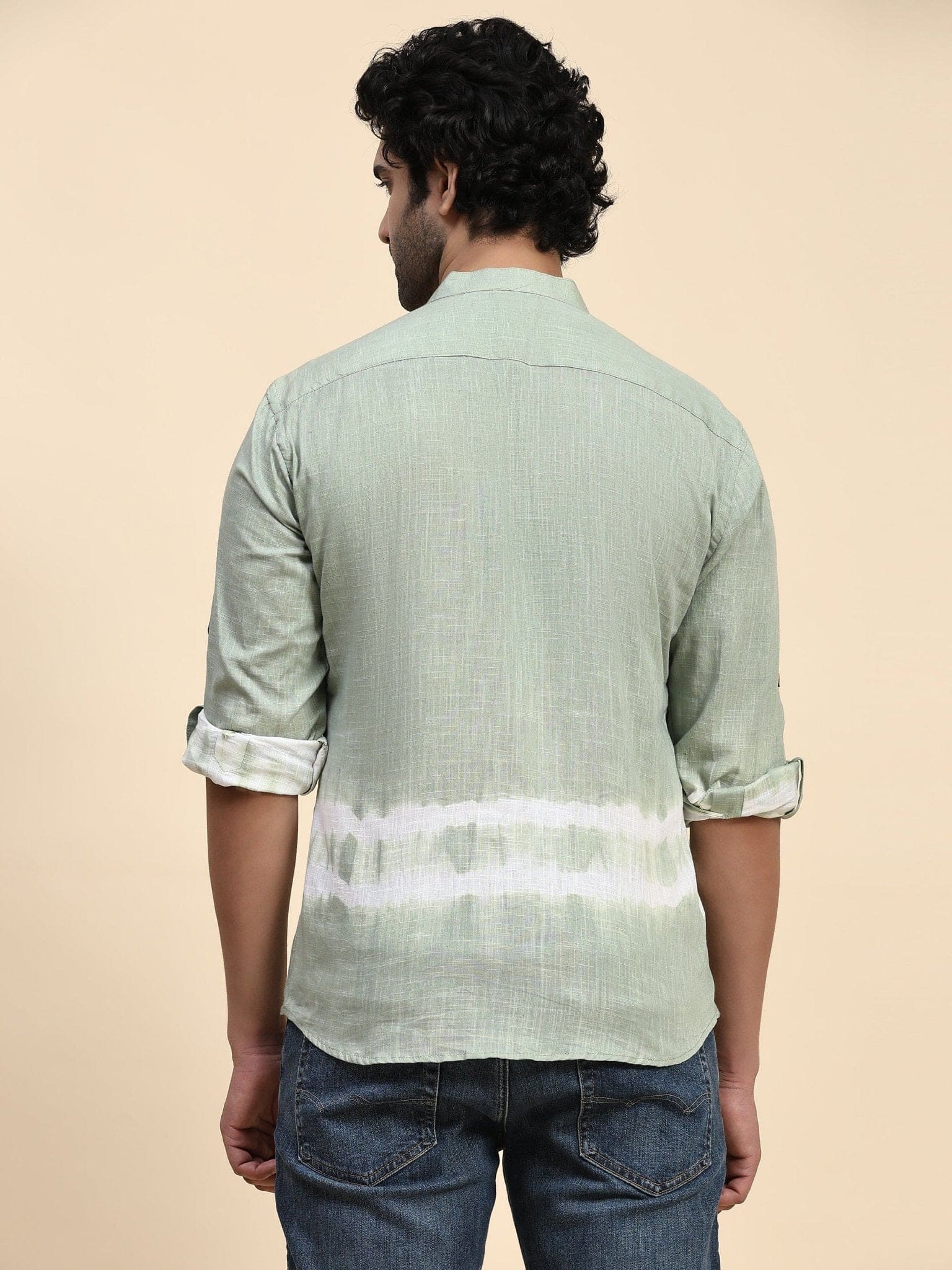 Hand Dyed Cotton Shirt - Turquoise - Charkha TalesHand Dyed Cotton Shirt - Turquoise