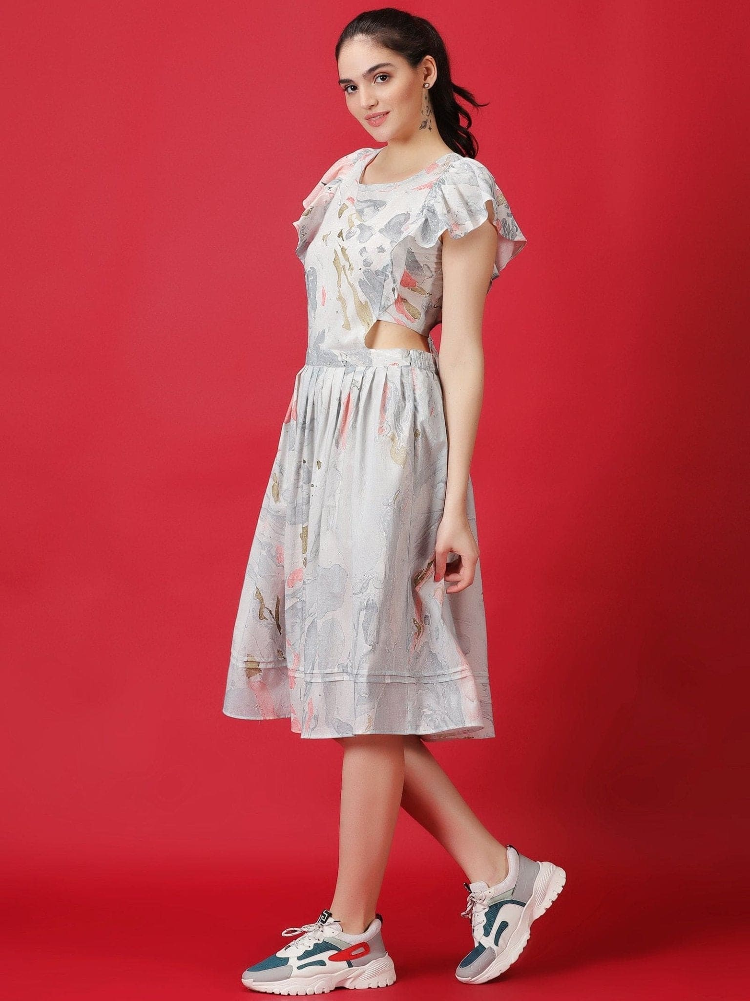 Hand Dyed Dress - Off - White - Charkha TalesHand Dyed Dress - Off - White