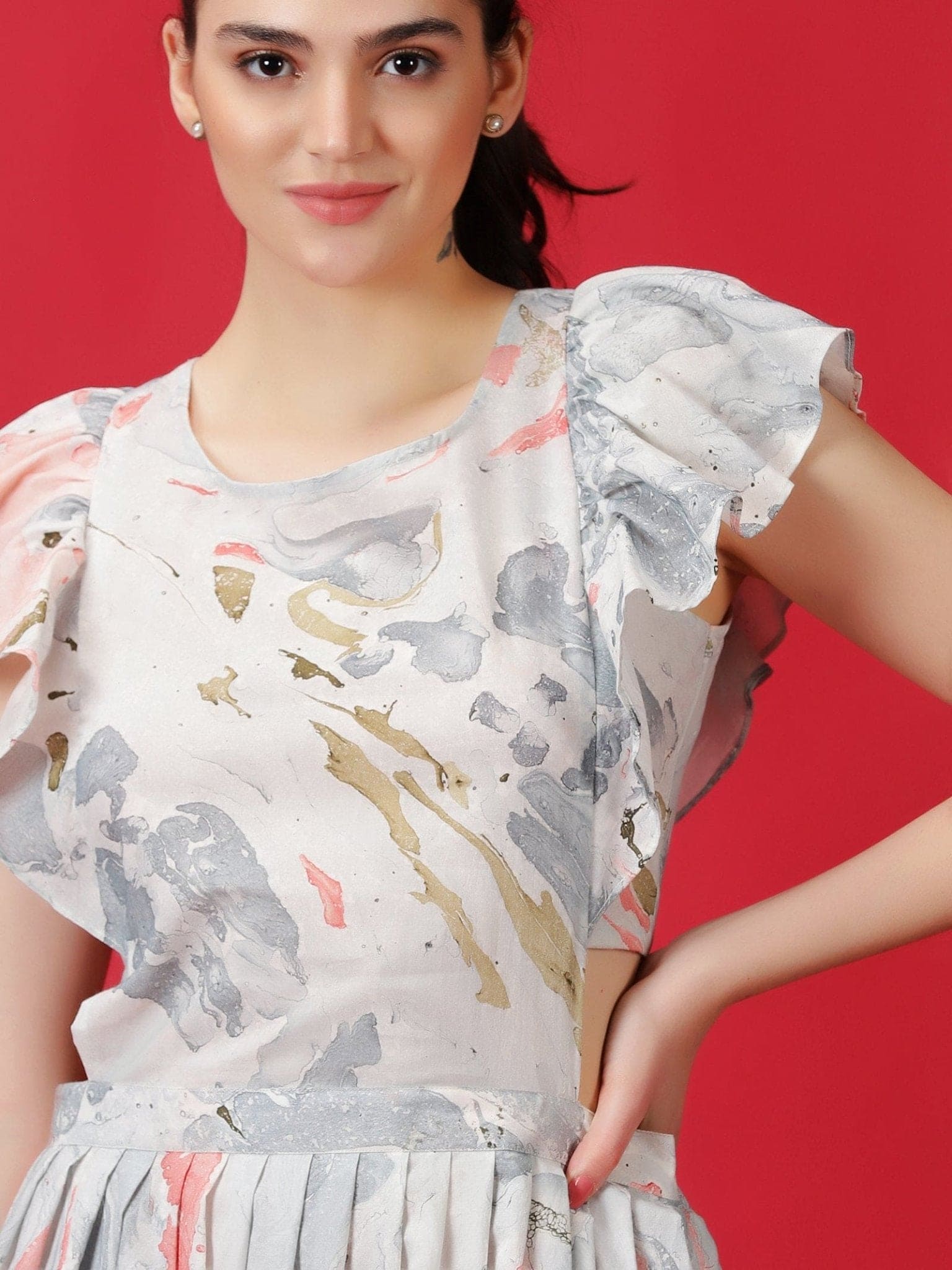 Hand Dyed Dress - Off - White - Charkha TalesHand Dyed Dress - Off - White