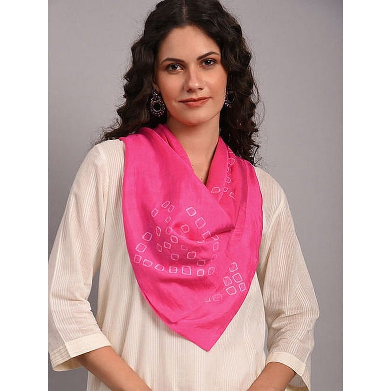 Hand Dyed Silk Scarf - Pink - Charkha TalesHand Dyed Silk Scarf - Pink