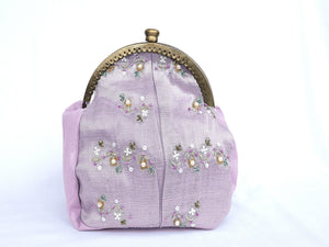 Hand Embroidered Lavender Clutch