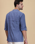 Indigo Blue Ombre Cotton Shirt - Charkha TalesIndigo Blue Ombre Cotton Shirt