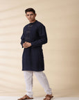 Indigo Khadi Men's Nehru Jacket & Kurta Set - Charkha TalesIndigo Khadi Men's Nehru Jacket & Kurta Set