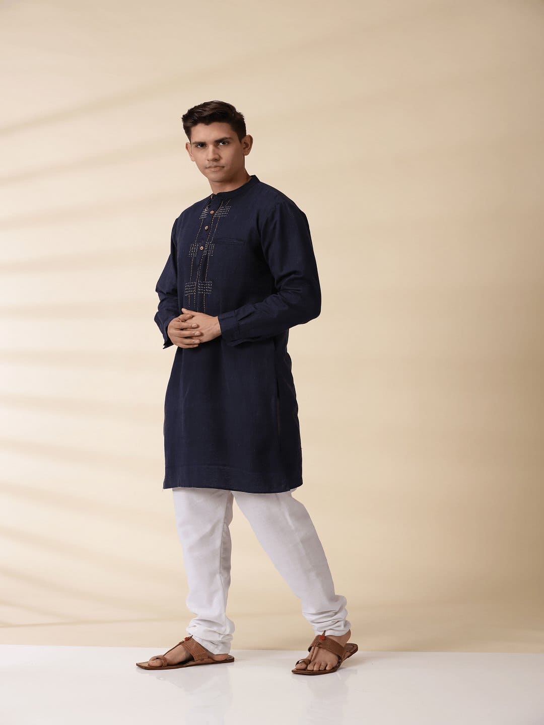 Indigo Khadi Men's Nehru Jacket & Kurta Set - Charkha TalesIndigo Khadi Men's Nehru Jacket & Kurta Set