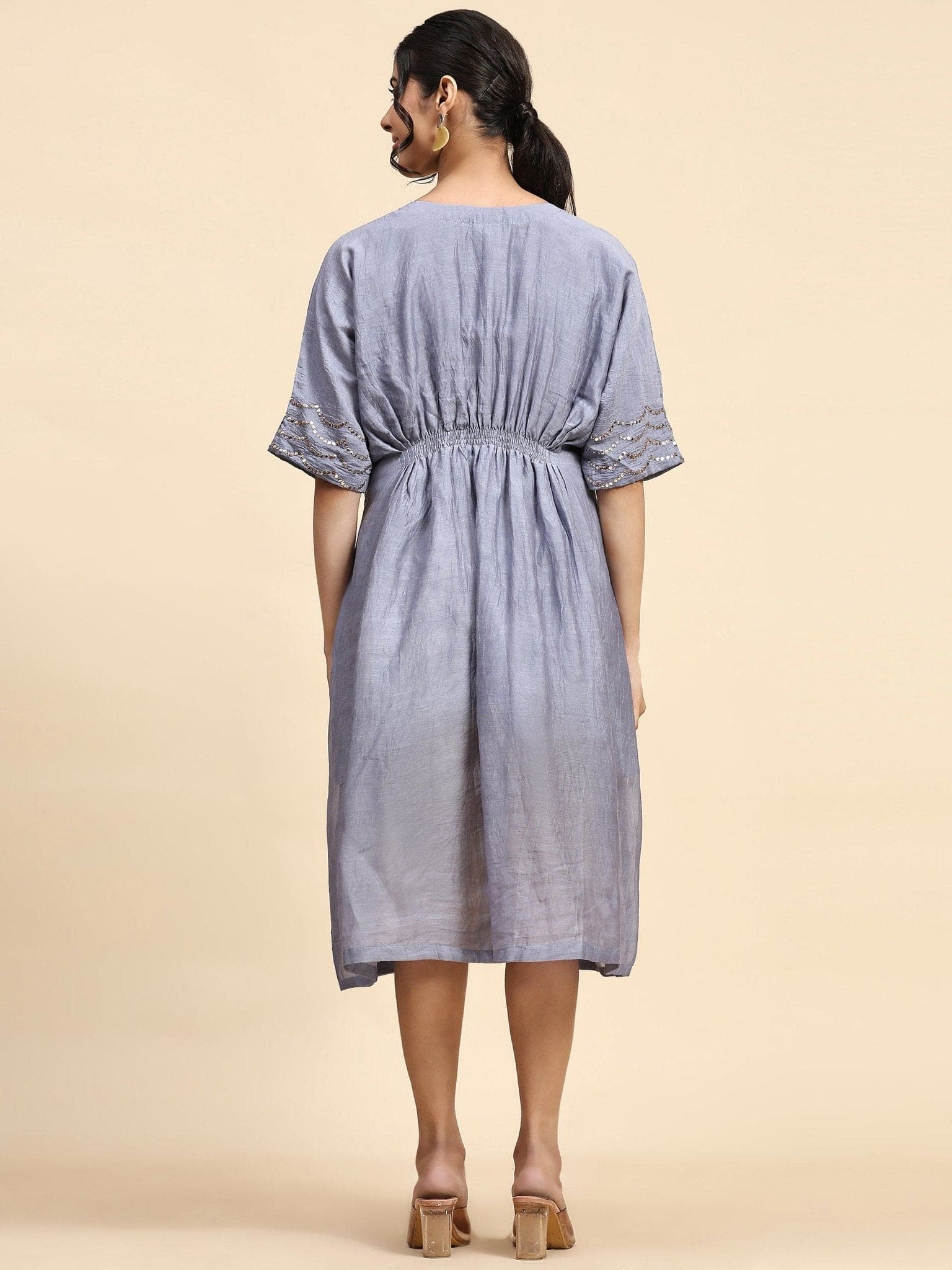 Kaftaan Style Dress - Cobalt Blue - Charkha TalesKaftaan Style Dress - Cobalt Blue