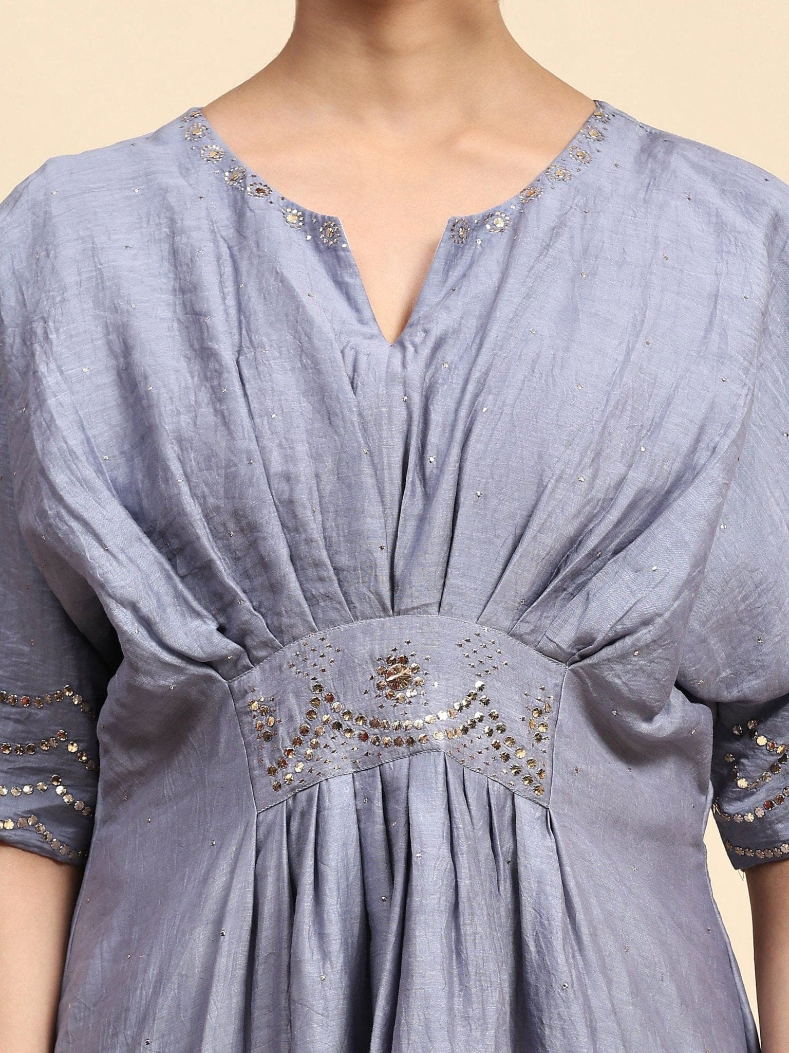 Kaftaan Style Dress - Cobalt Blue - Charkha TalesKaftaan Style Dress - Cobalt Blue