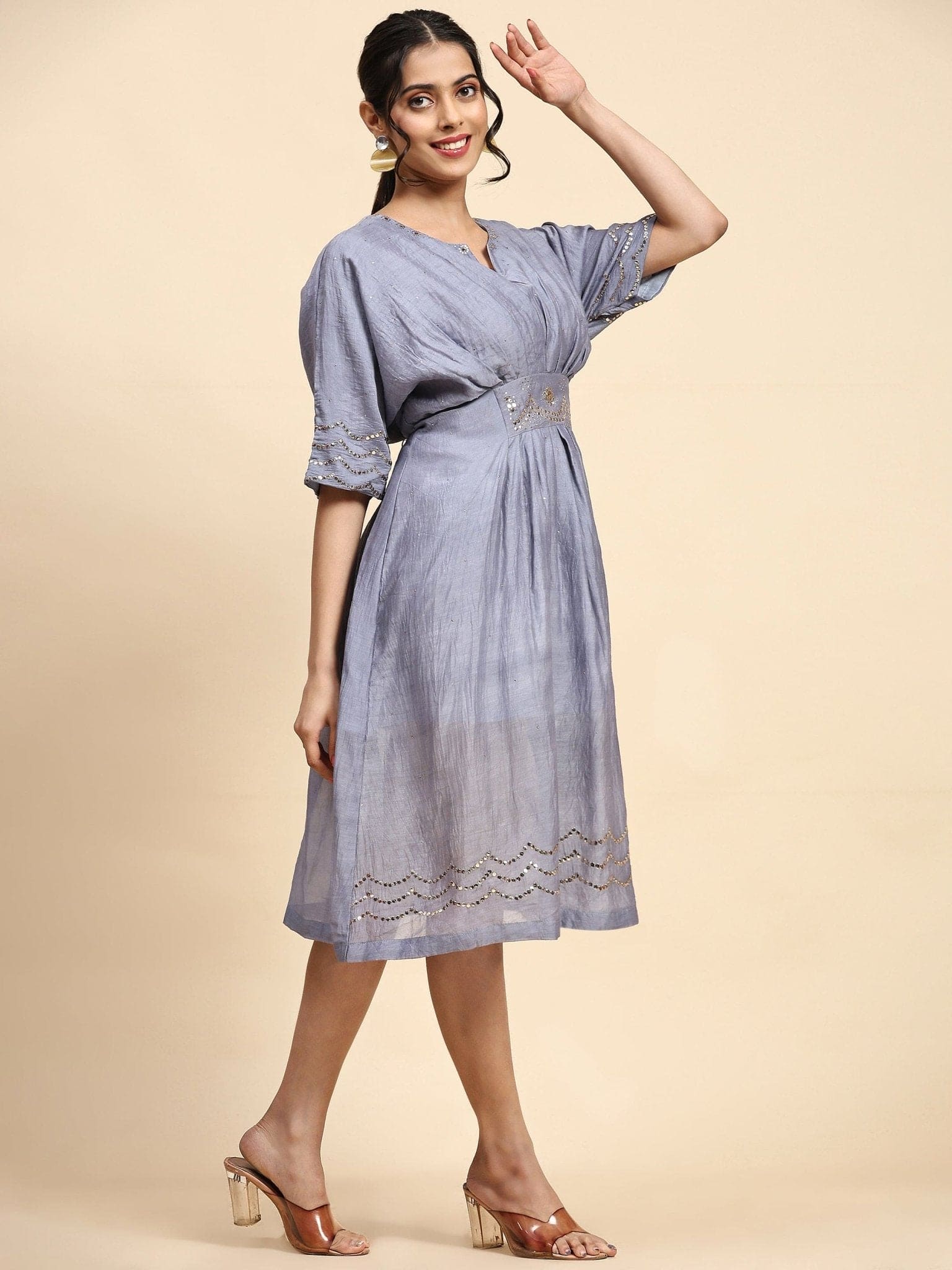 Kaftaan Style Dress - Cobalt Blue - Charkha TalesKaftaan Style Dress - Cobalt Blue