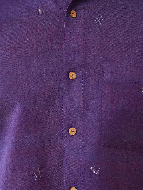 Kantha Khadi Men Shirt - Wine - Charkha TalesKantha Khadi Men Shirt - Wine