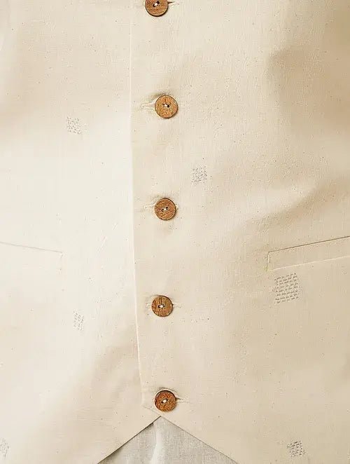 Khadi Cotton Jacket - Off White - Charkha TalesKhadi Cotton Jacket - Off White