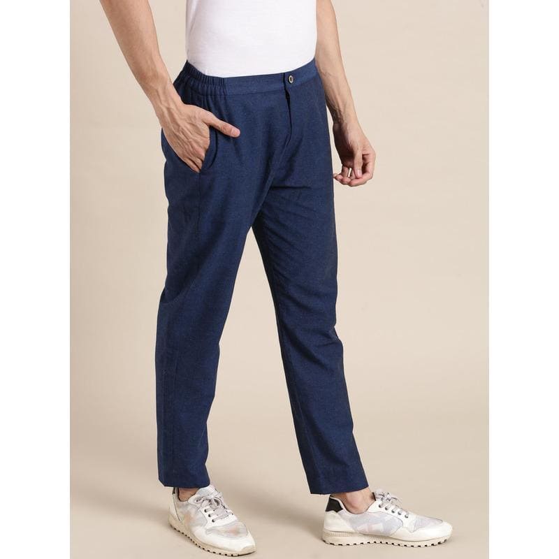 Khadi Cotton Men Trouser - Blue - Charkha TalesKhadi Cotton Men Trouser - Blue