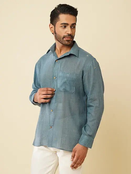 Khadi Cotton Shirt - Grey - Charkha TalesKhadi Cotton Shirt - Grey