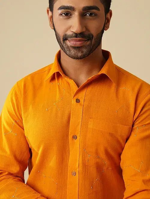 Khadi Cotton Shirt - Yellow - Charkha TalesKhadi Cotton Shirt - Yellow