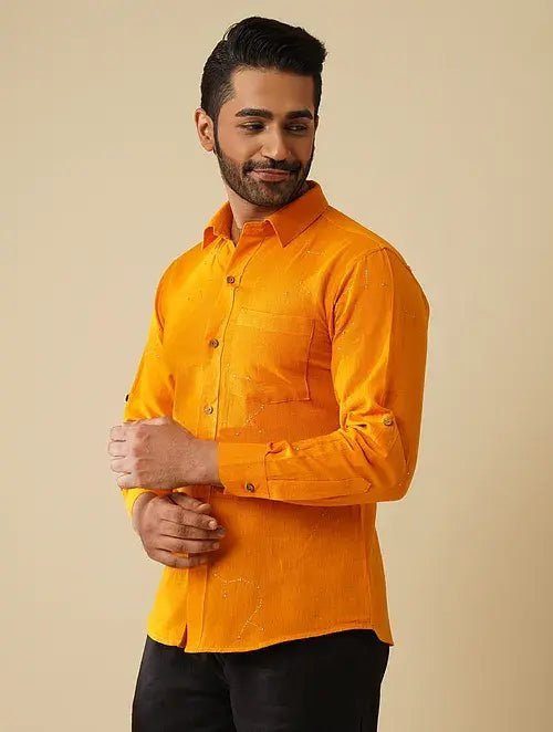 Khadi Cotton Shirt - Yellow - Charkha TalesKhadi Cotton Shirt - Yellow