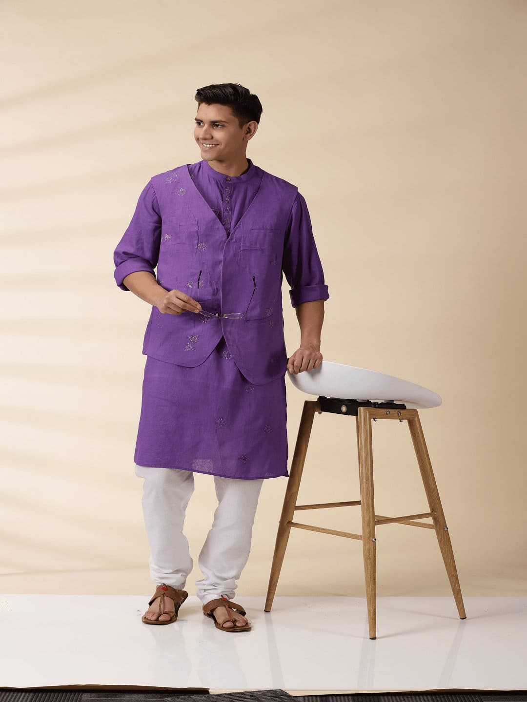 Khadi Men Nehru Jacket - Purple - Charkha TalesKhadi Men Nehru Jacket - Purple