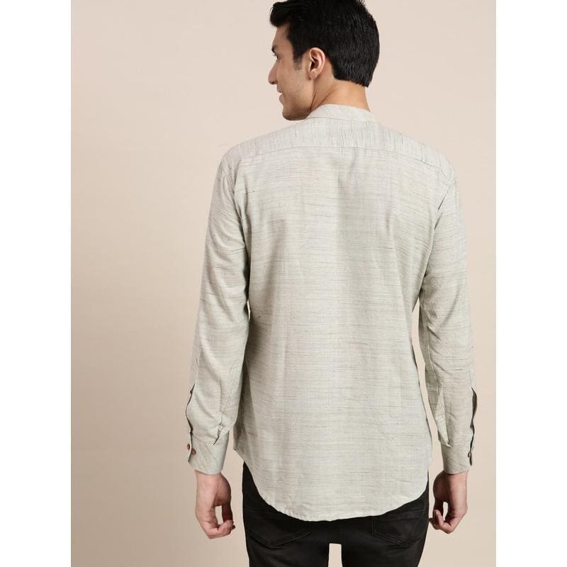 Khadi Men Shirt - Grey - Charkha TalesKhadi Men Shirt - Grey