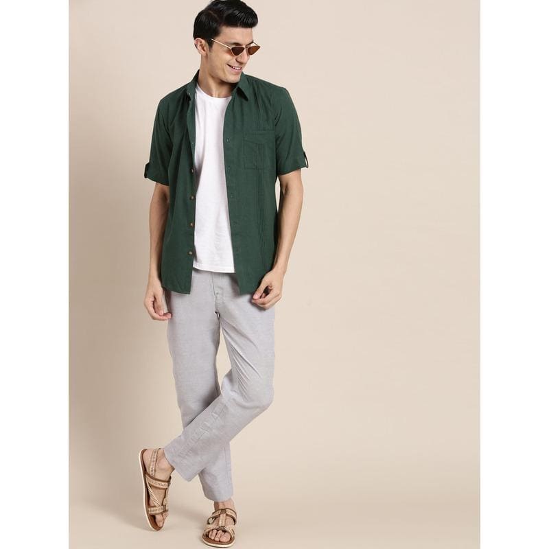 Khadi Men Trousers Pant - Grey - Charkha TalesKhadi Men Trousers Pant - Grey