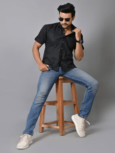 Khadi Solid Shirt - Black