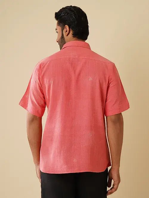 Khadi Zari Motif Shirt - Pink - Charkha TalesKhadi Zari Motif Shirt - Pink