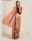 Light Brown Silk Embroidered Saree - Charkha TalesLight Brown Silk Embroidered Saree